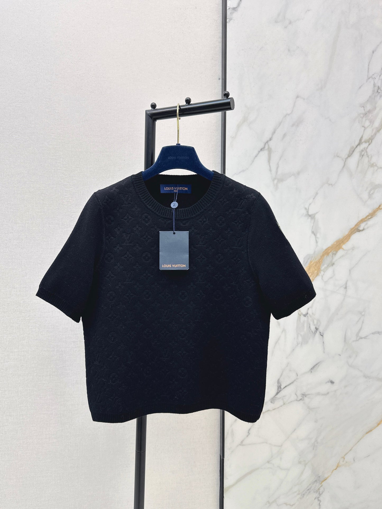 Jacquard monogram knit short-sleeved shirt