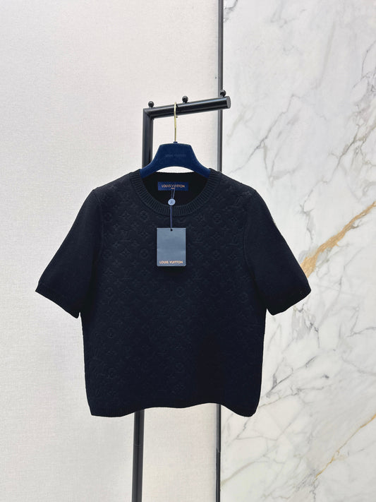 Jacquard monogram knit short-sleeved shirt