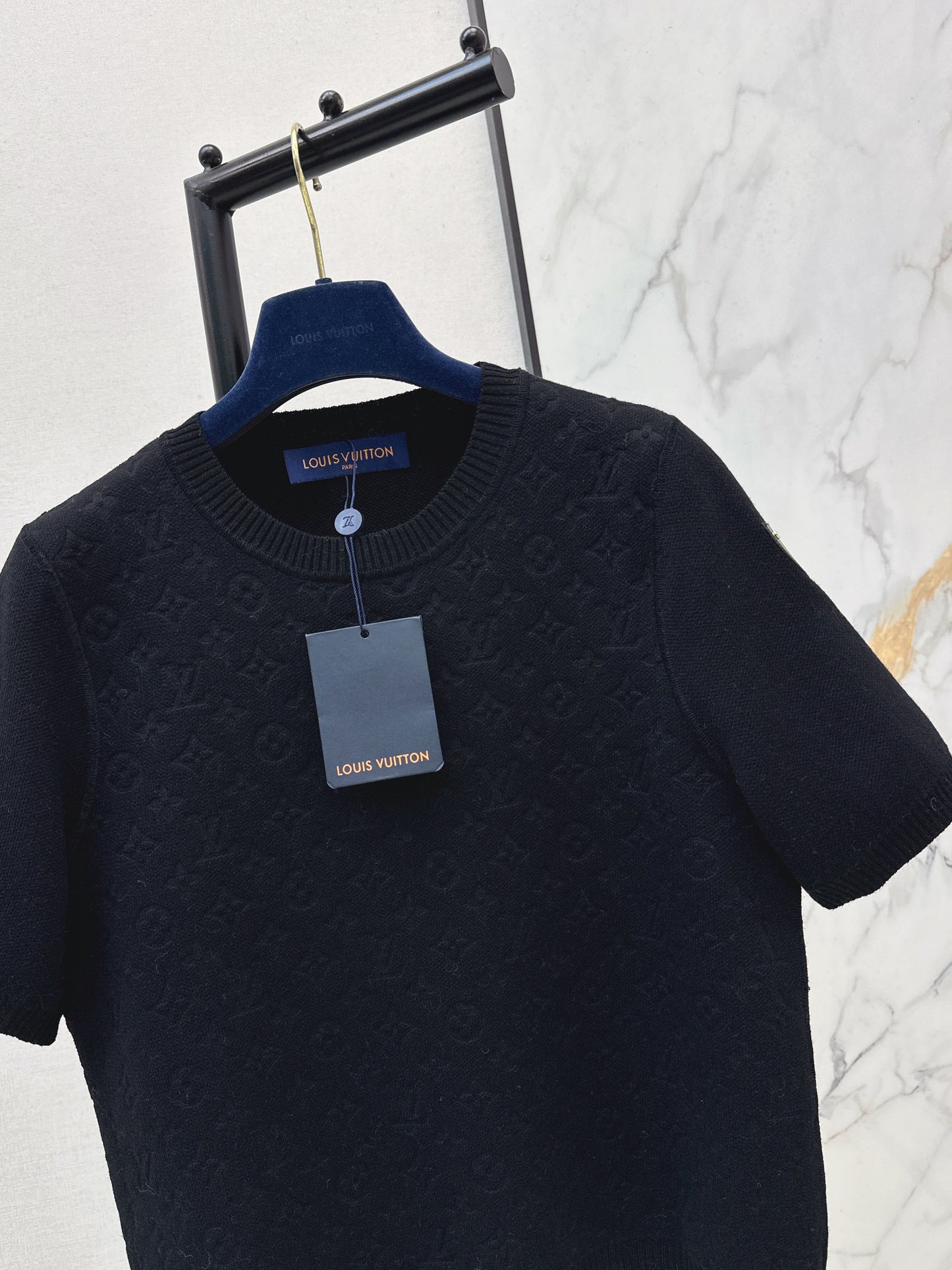 Jacquard monogram knit short-sleeved shirt