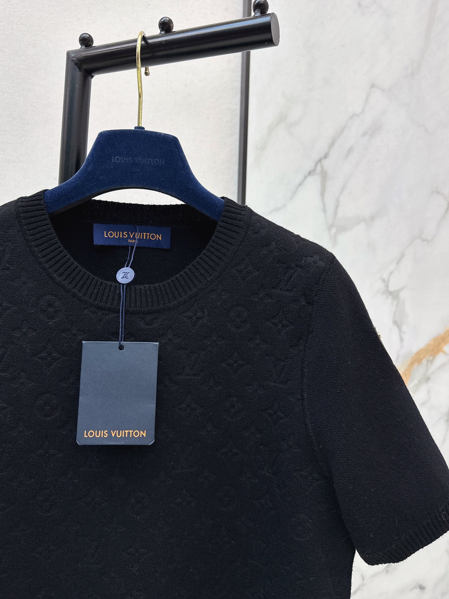 Jacquard monogram knit short-sleeved shirt