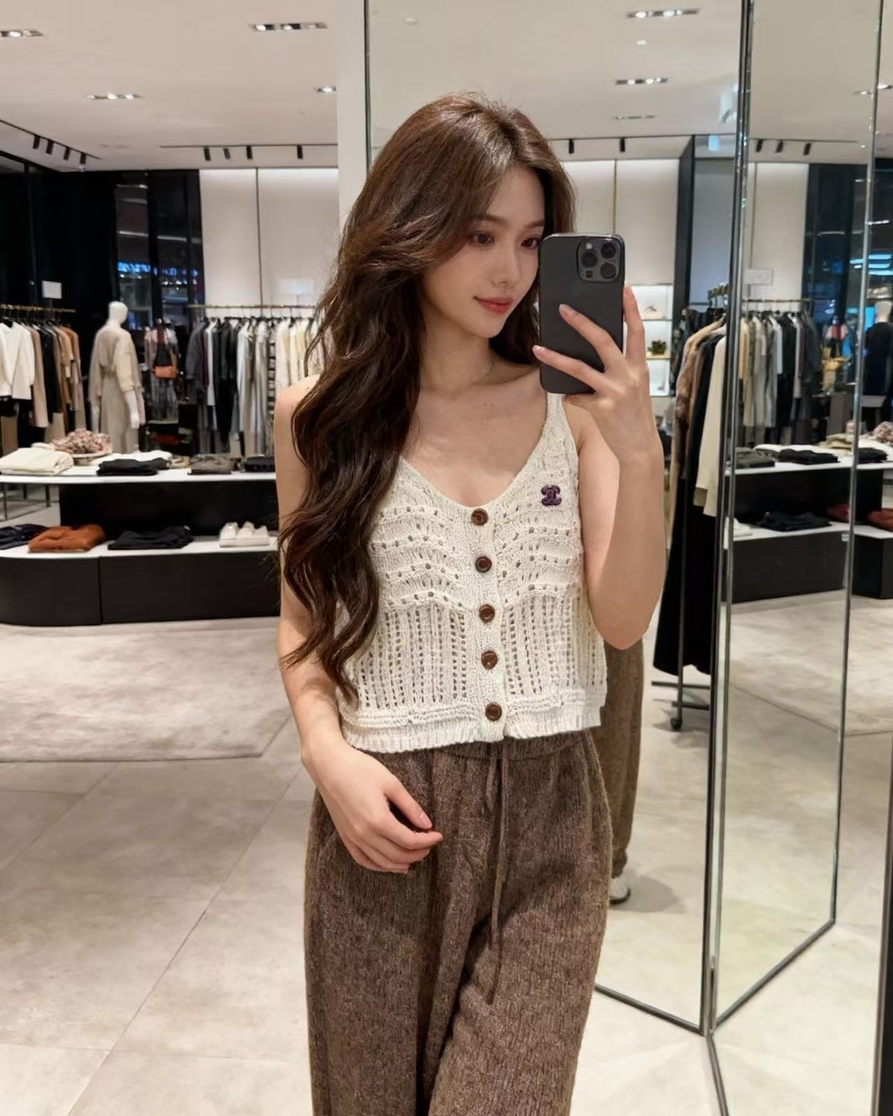 New openwork knit camisole