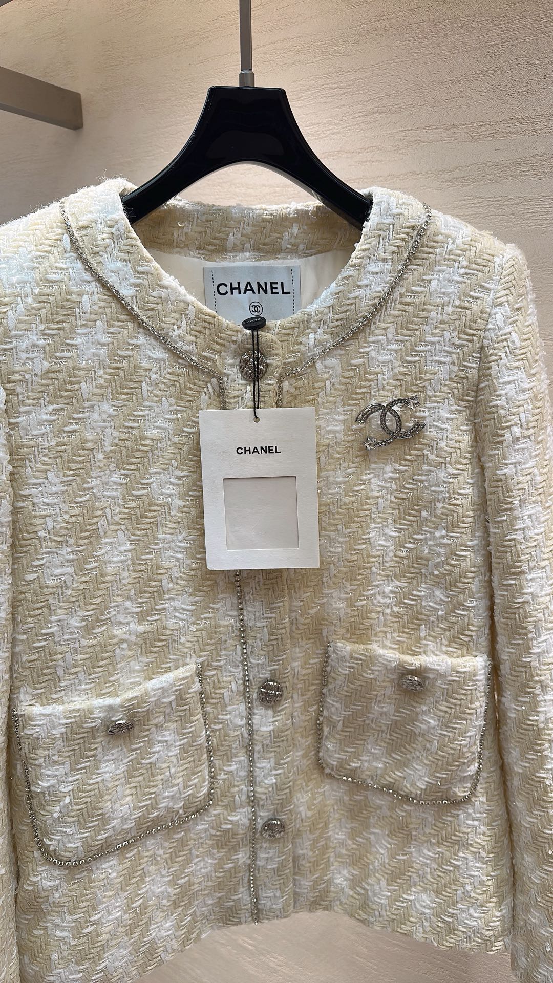 Silver sequined tweed short jacket