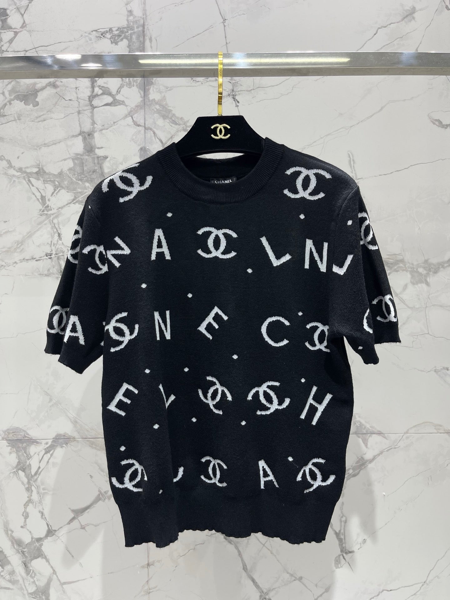 2026 New Printed Letter Knit Short-Sleeve T-Shirt