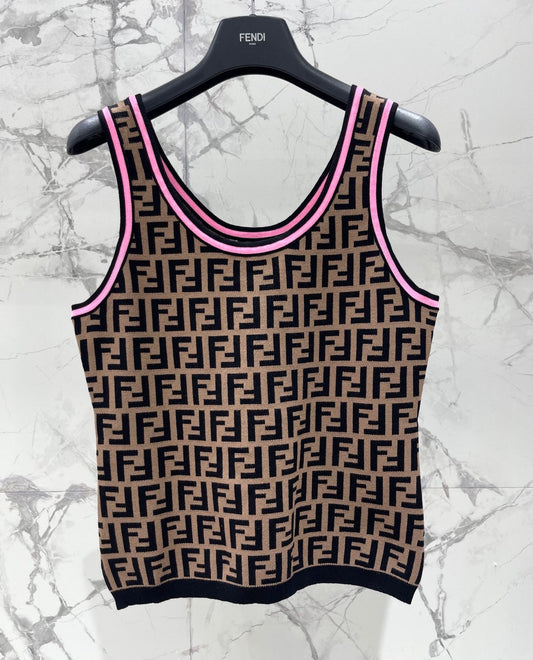 26 New Jacquard U-Neck Letter Vest