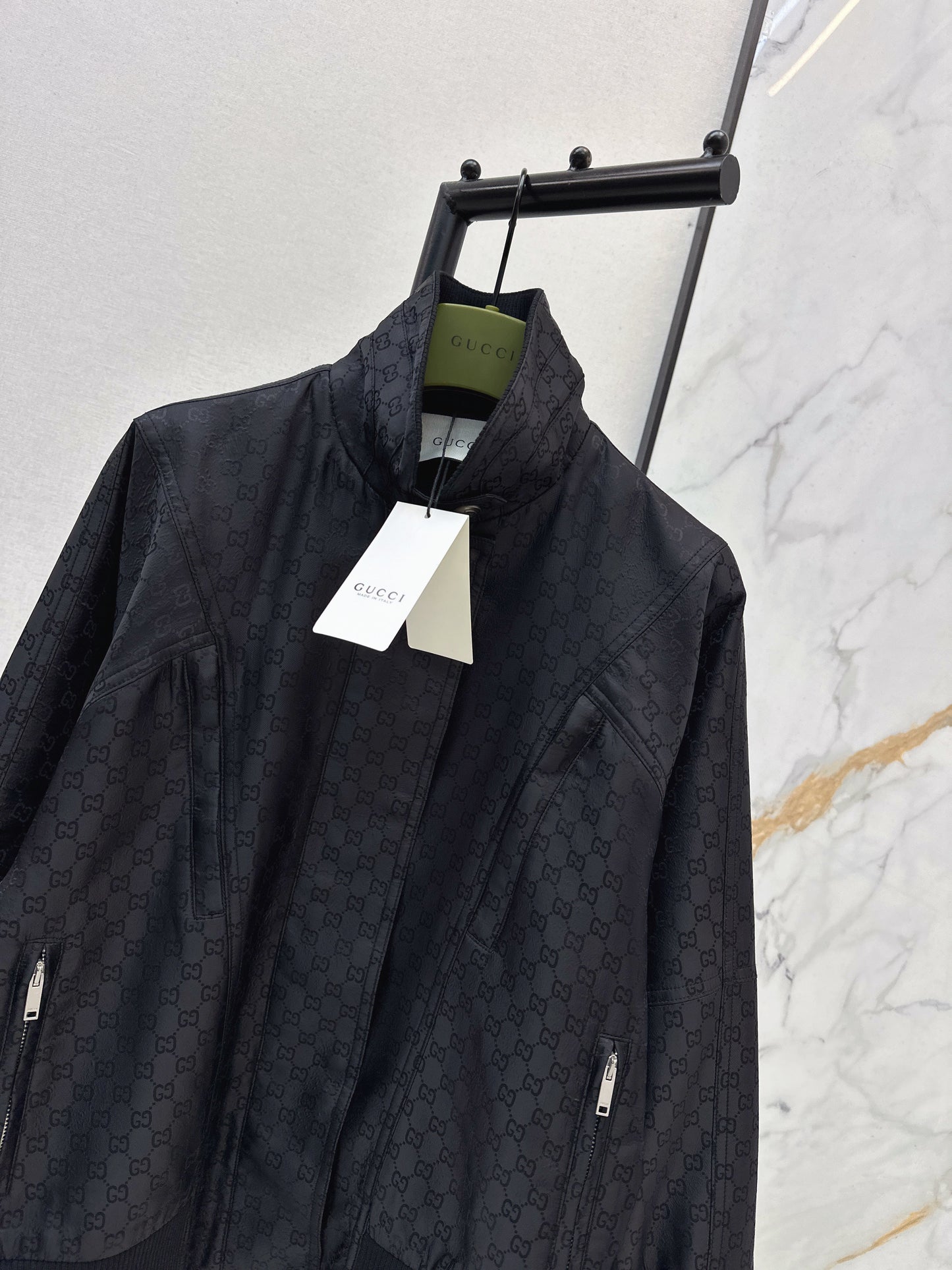 26 New Logo Jacquard Fabric Stand Collar Jacket