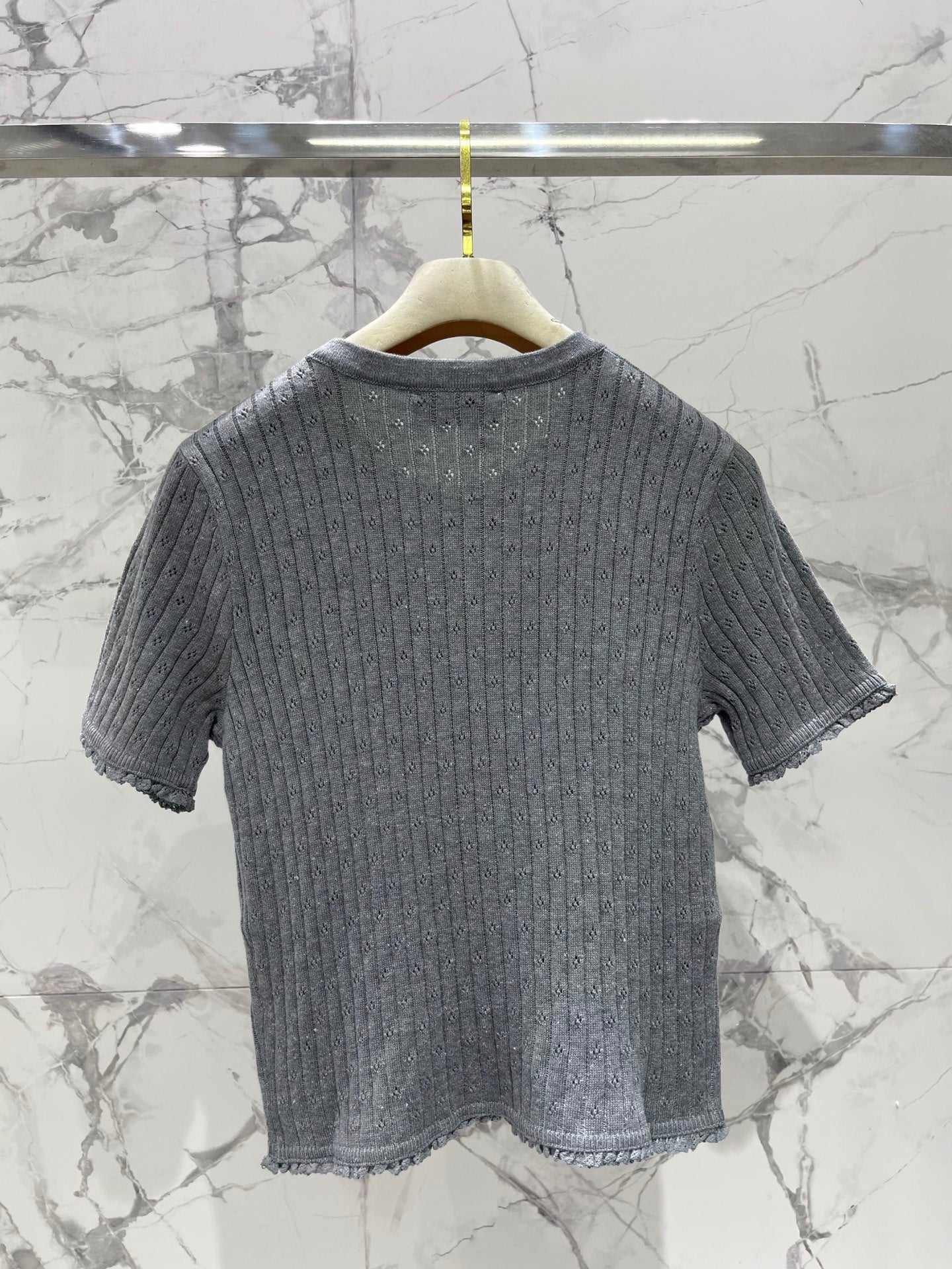 26 New Style Ribbed Knit Sweater with Lace Trim
