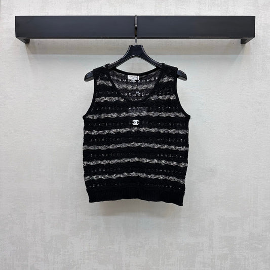 26SS Wave Pattern Hollow-Out Knitted Vest