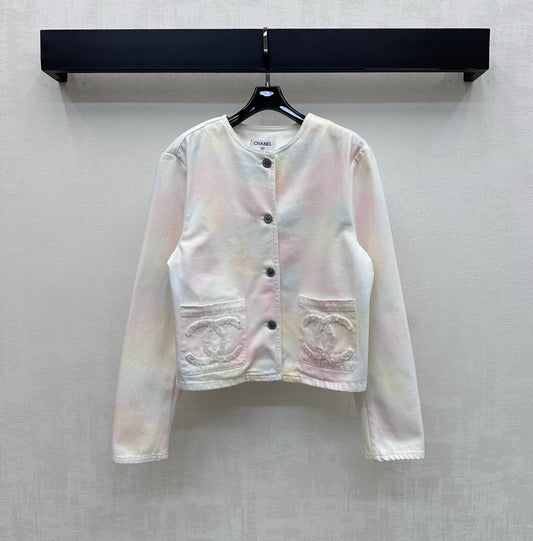 26SS tie-dye beaded denim jacket