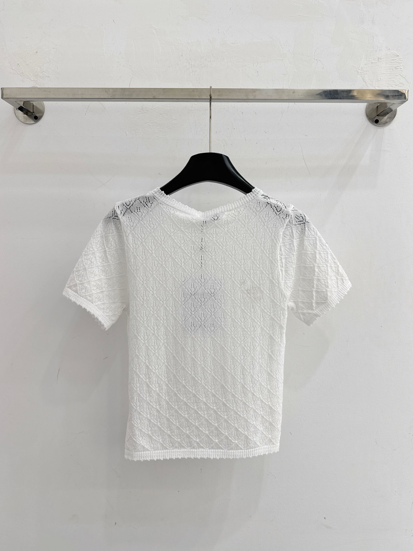 26SS Diamond Pattern Hollow-Out Knit Top