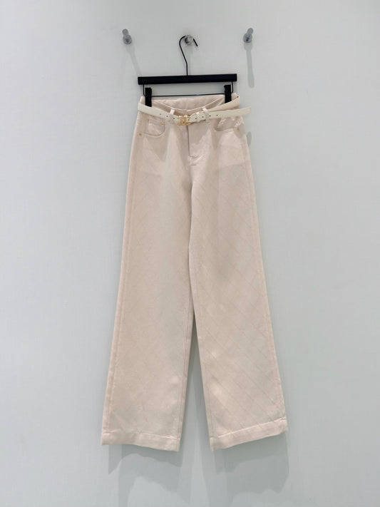26 New Style Gold-Shimmer Quilted-Pattern Jeans + Belt