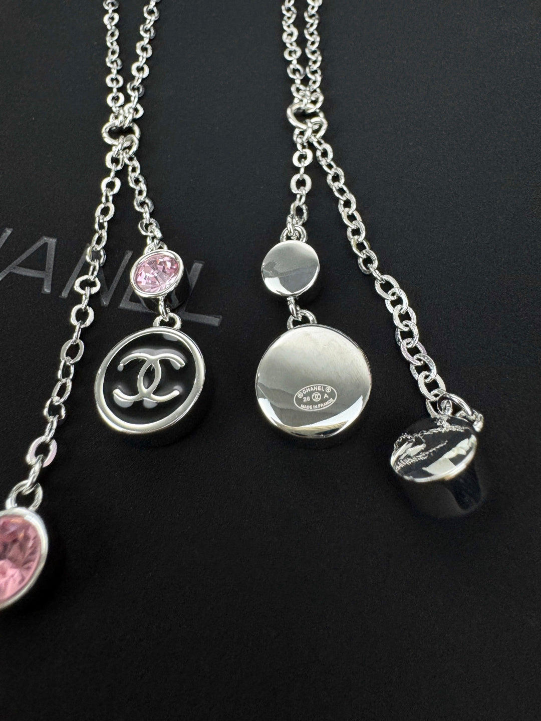 New pink rhinestone tassel pendant necklace