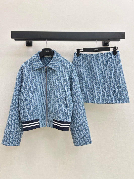 26 New Blue Tweed Monogram Jacket Set