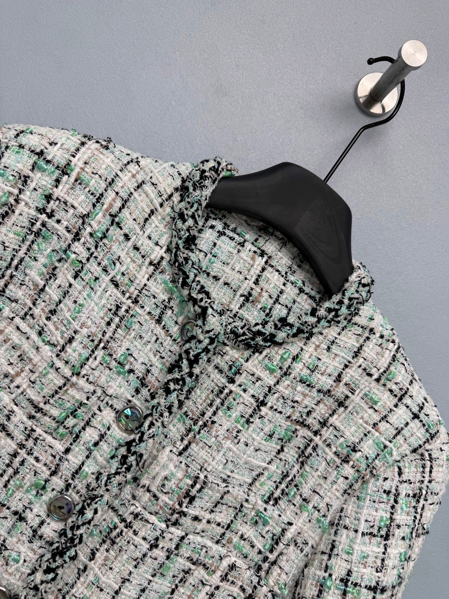 26 New Mint Green Tweed Jacket