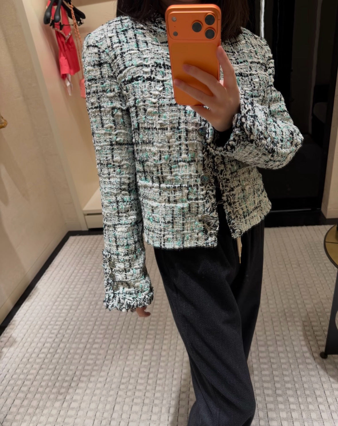 26 New Mint Green Tweed Jacket