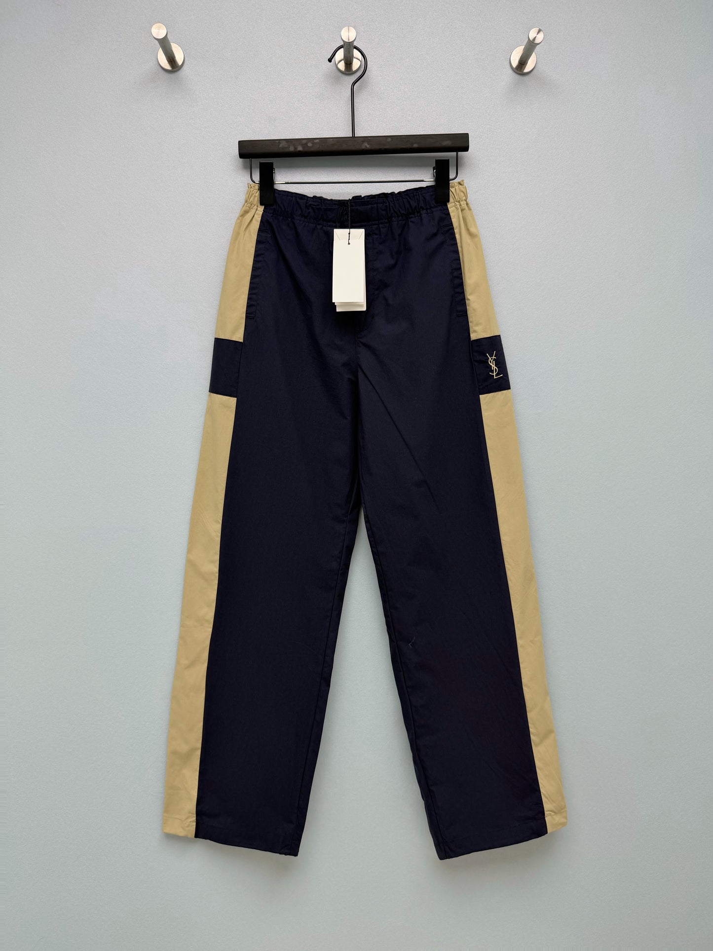 26 New Navy Color-Block Wide-Leg Casual Trousers