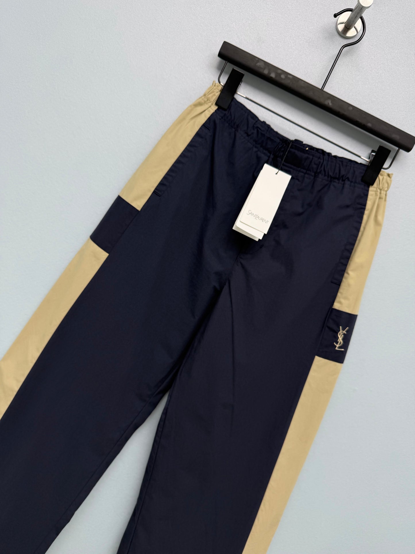 26 New Navy Color-Block Wide-Leg Casual Trousers