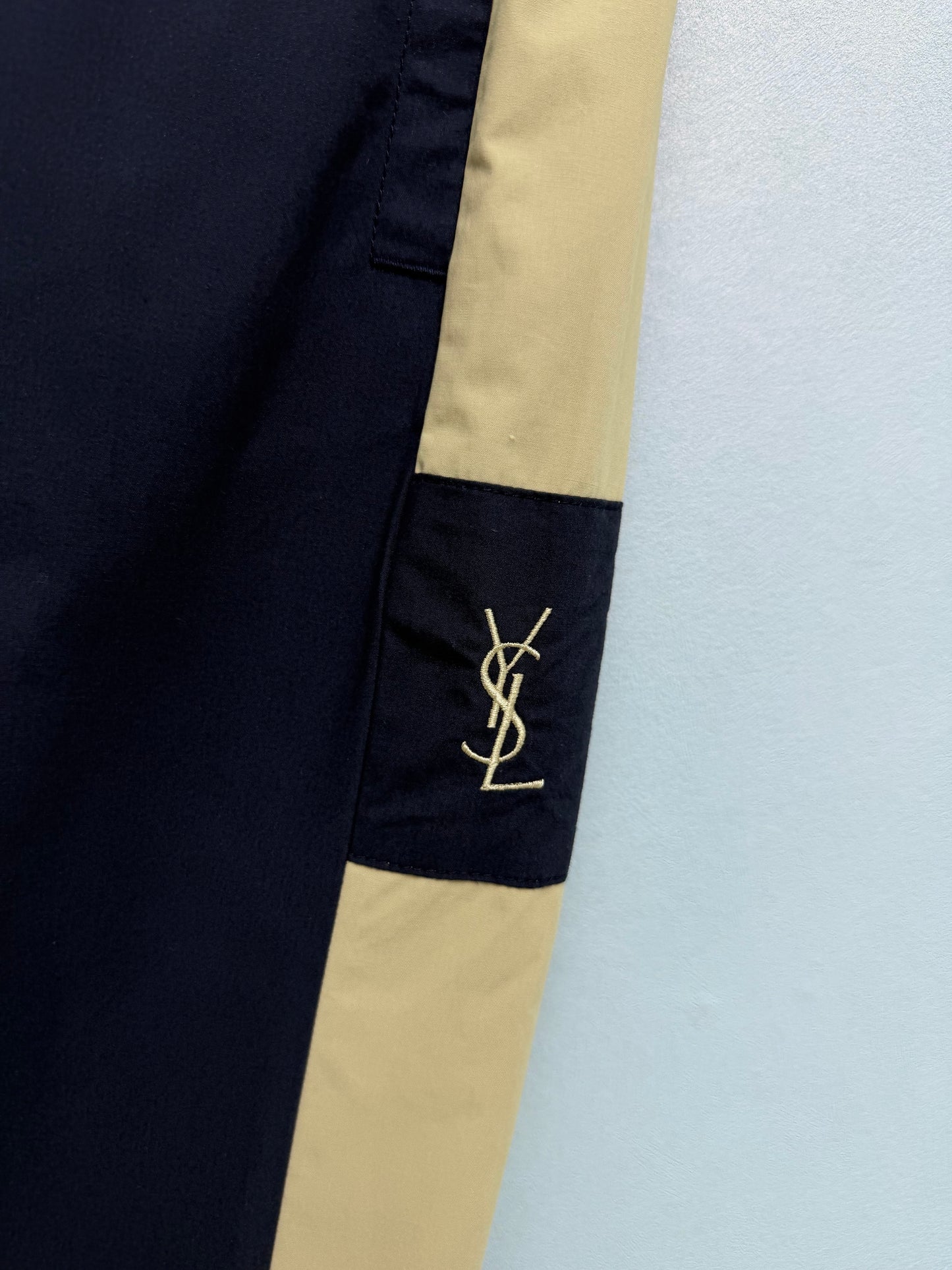 26 New Navy Color-Block Wide-Leg Casual Trousers