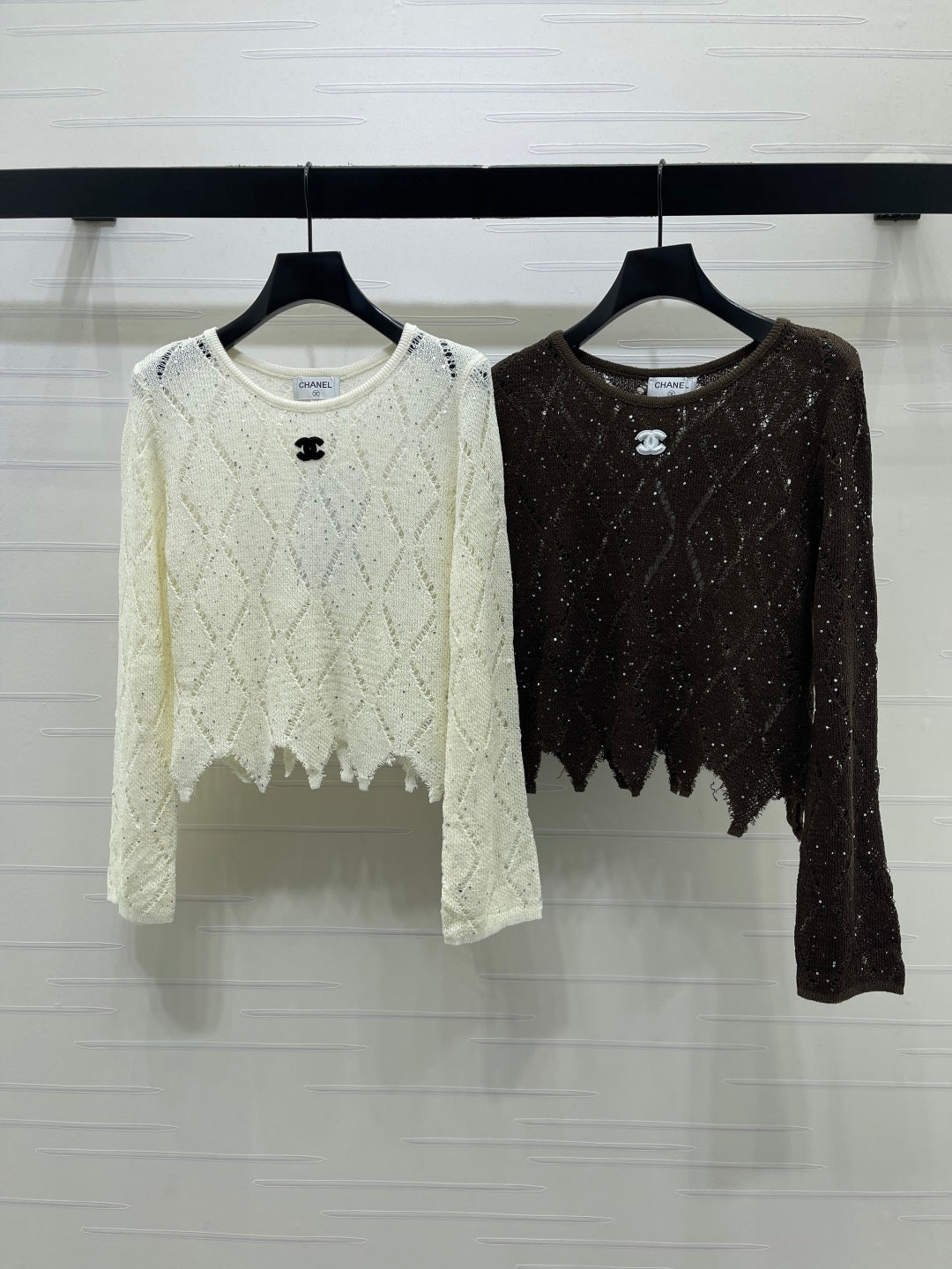 26 New Long-Sleeve Diamond-Knit Top