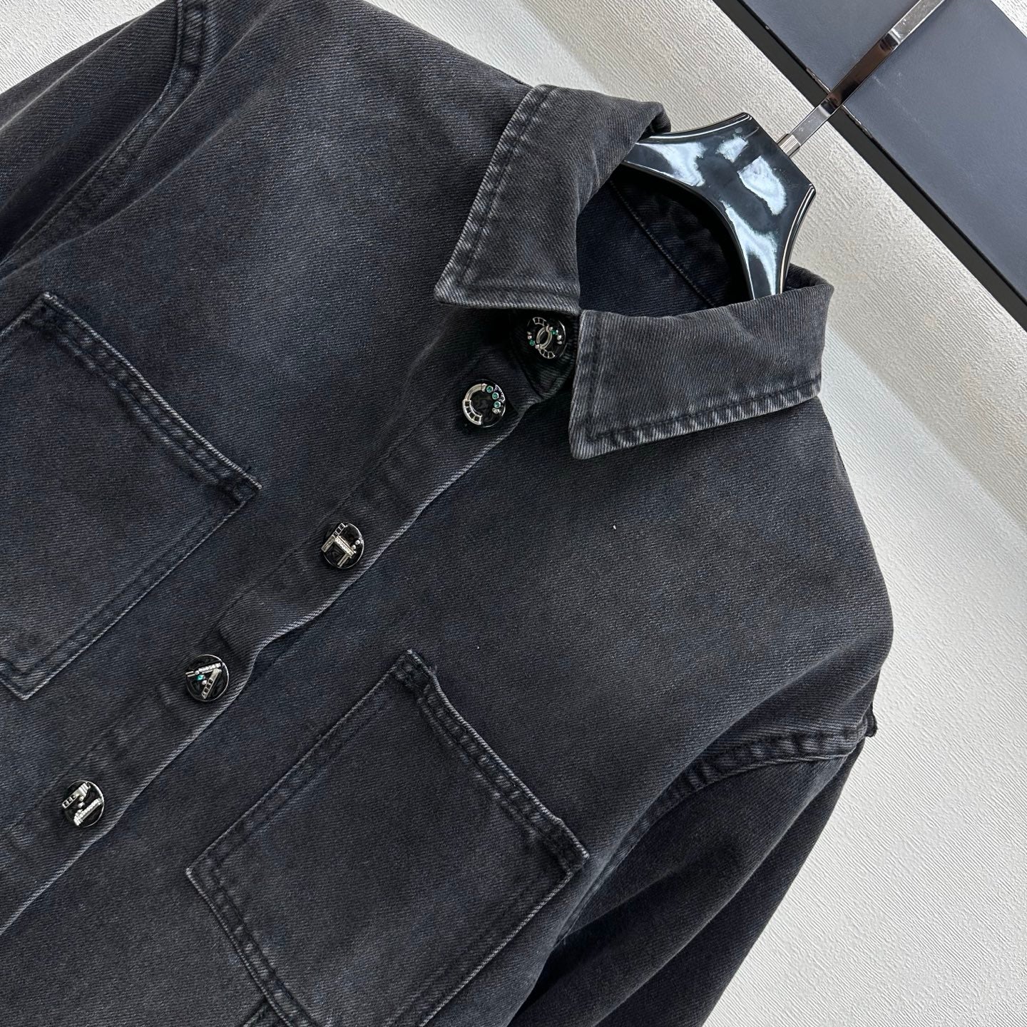 26 New Denim Shirt-Jacket with Letter-Detail Button