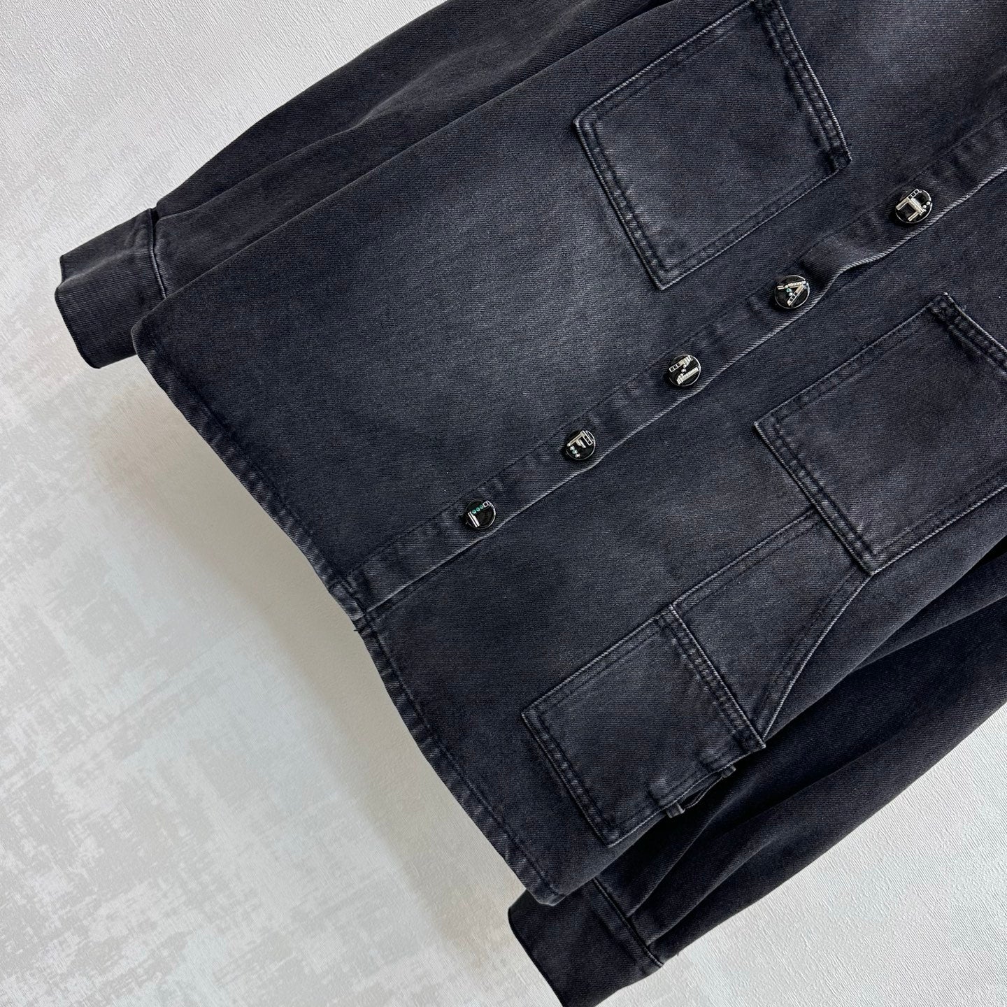 26 New Denim Shirt-Jacket with Letter-Detail Button