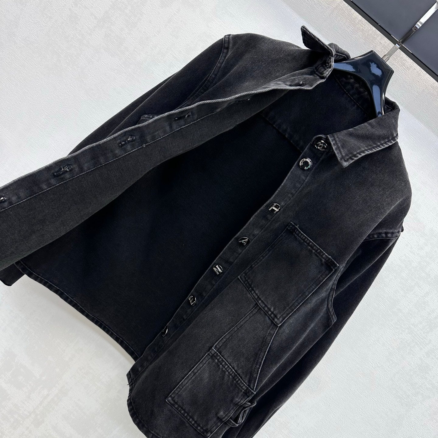 26 New Denim Shirt-Jacket with Letter-Detail Button