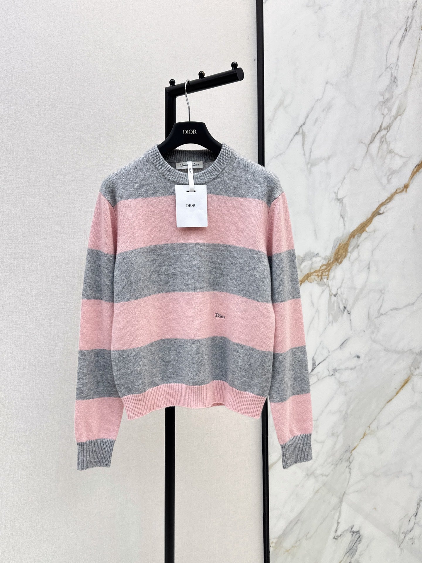 26FW New Grey-Pink Striped Sweater