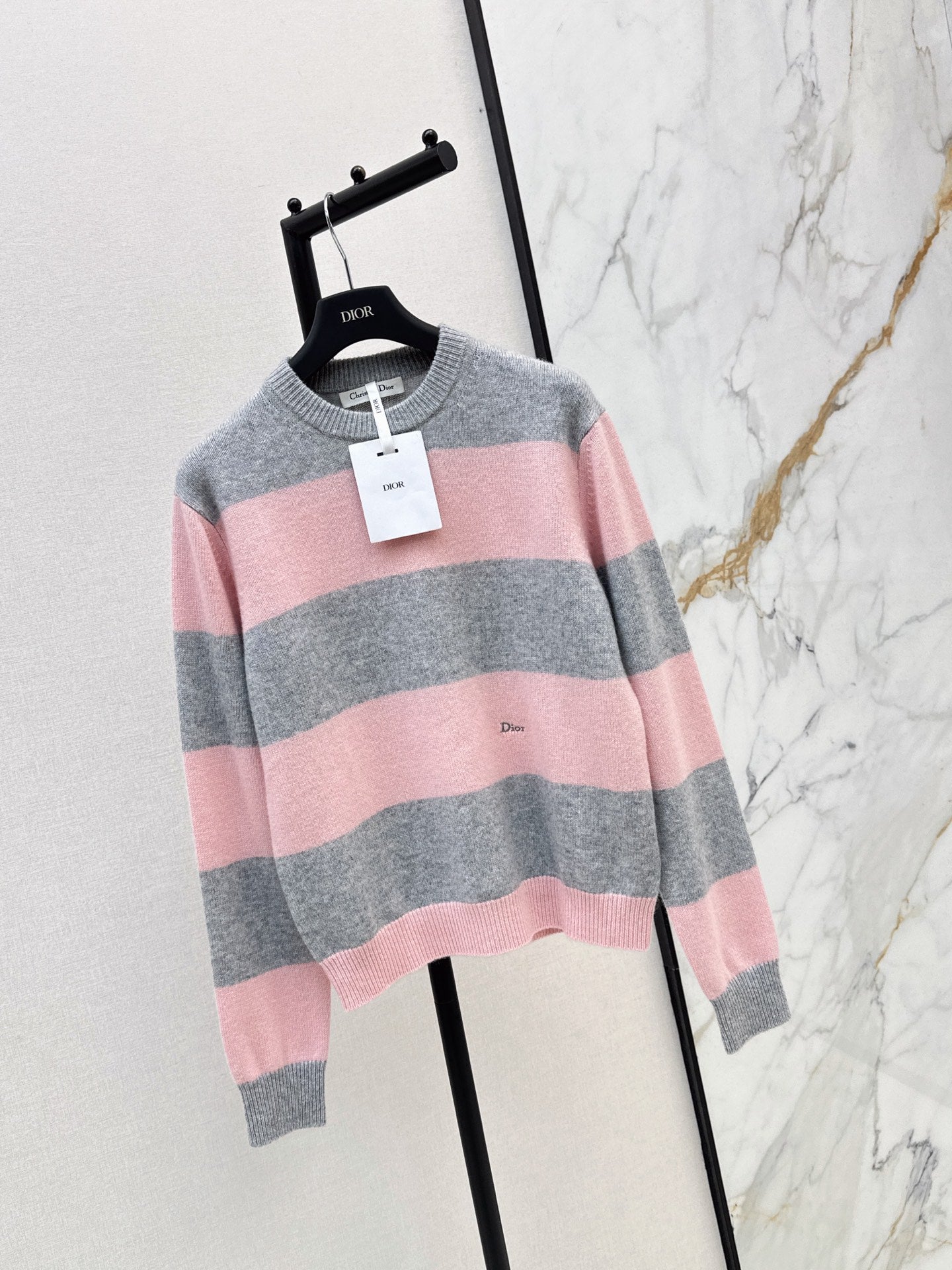 26FW New Grey-Pink Striped Sweater