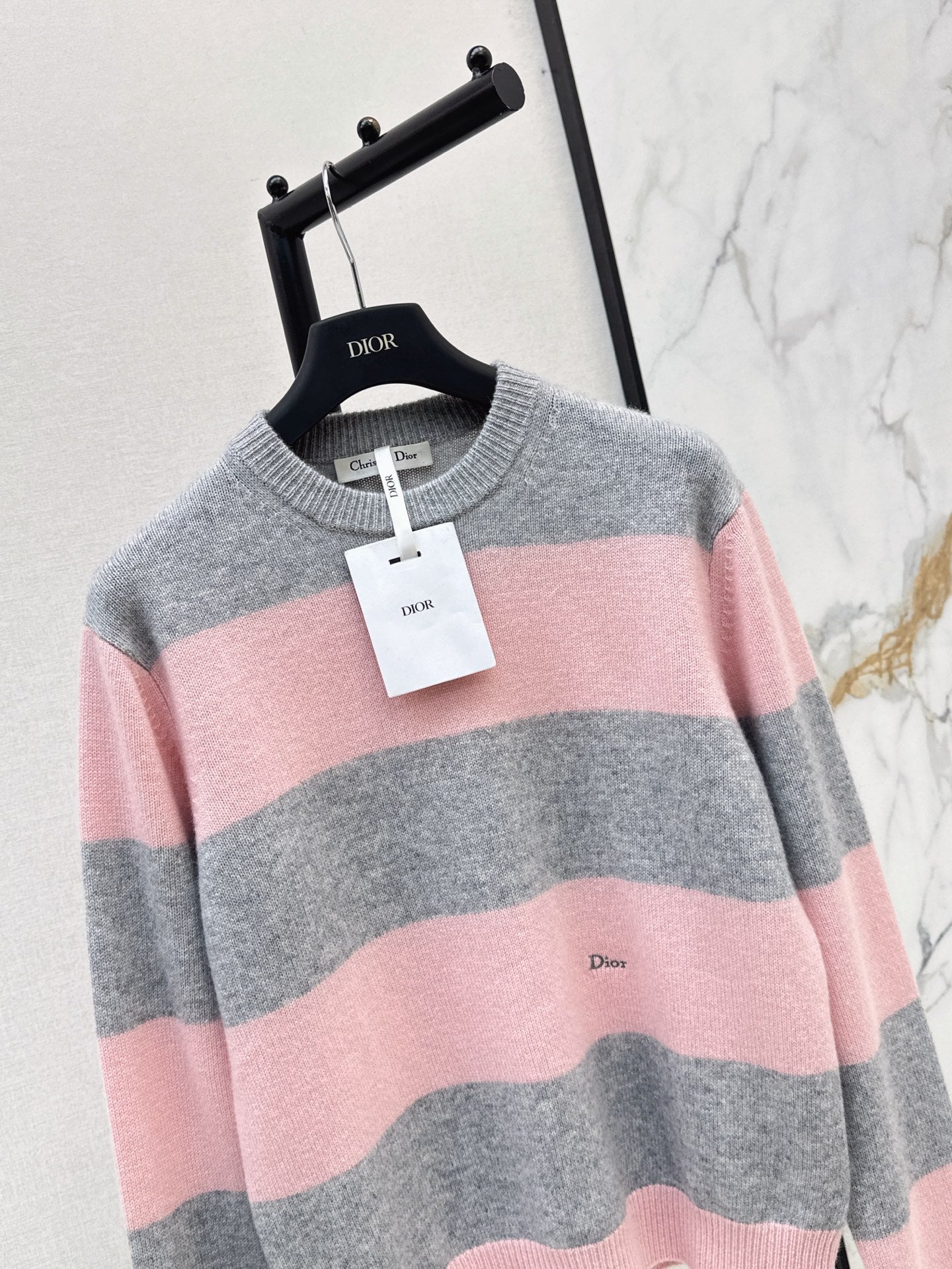 26FW New Grey-Pink Striped Sweater