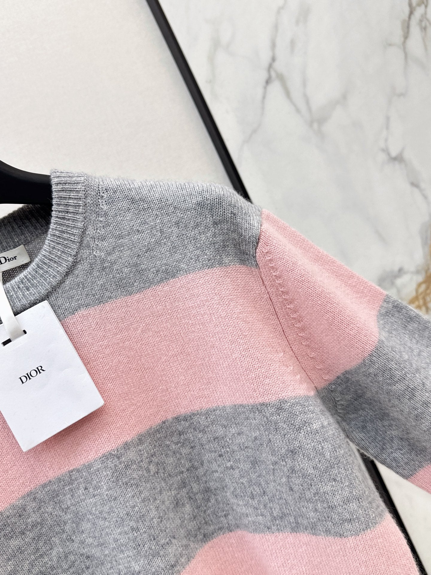 26FW New Grey-Pink Striped Sweater