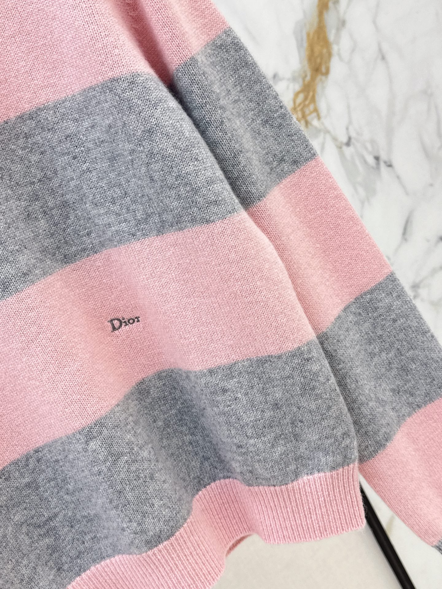 26FW New Grey-Pink Striped Sweater