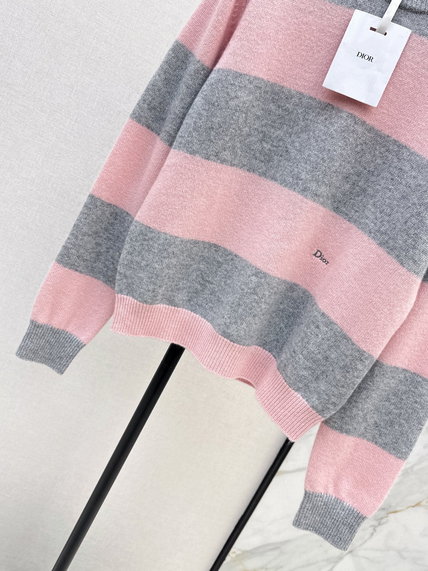 26FW New Grey-Pink Striped Sweater