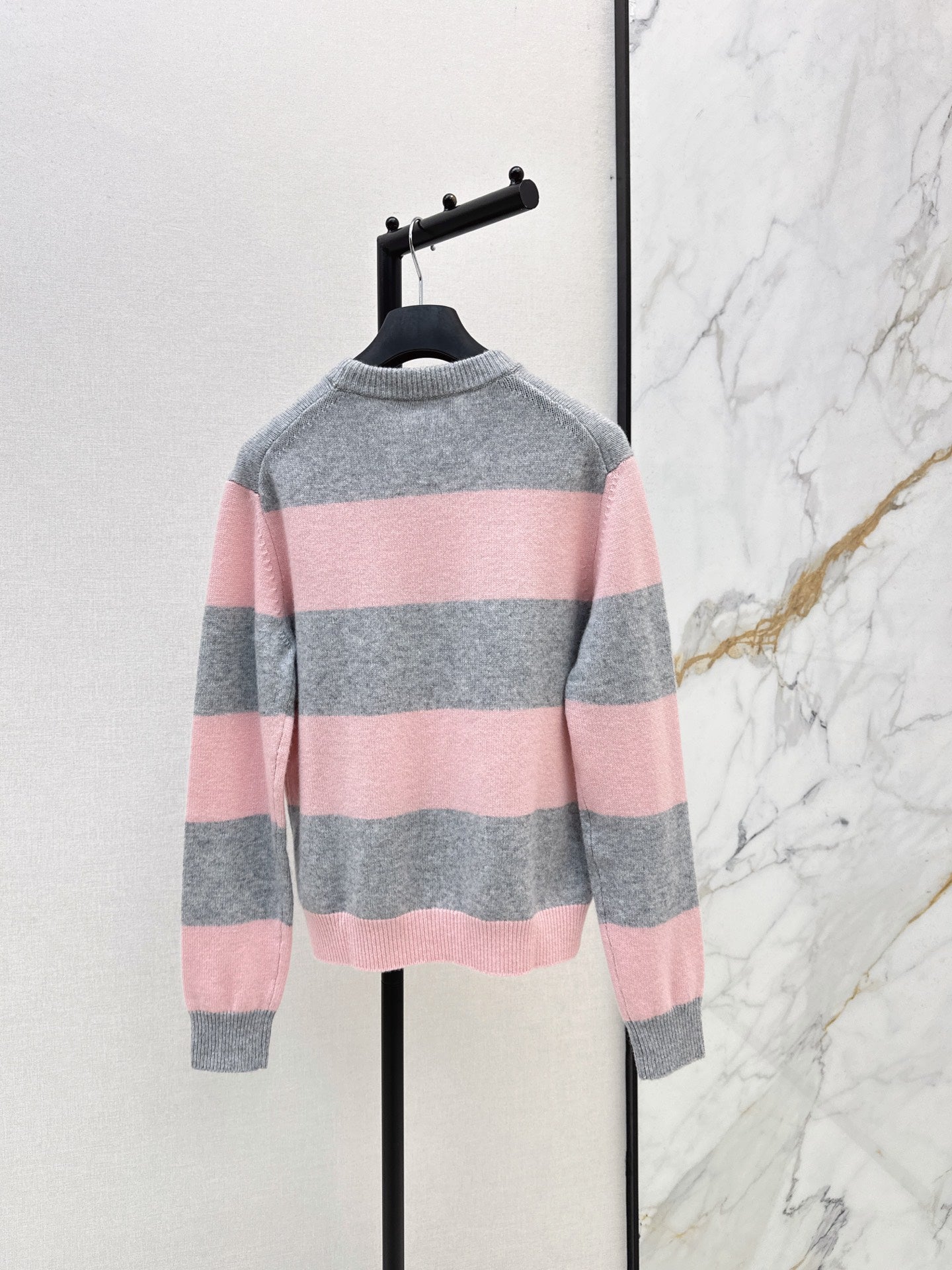 26FW New Grey-Pink Striped Sweater