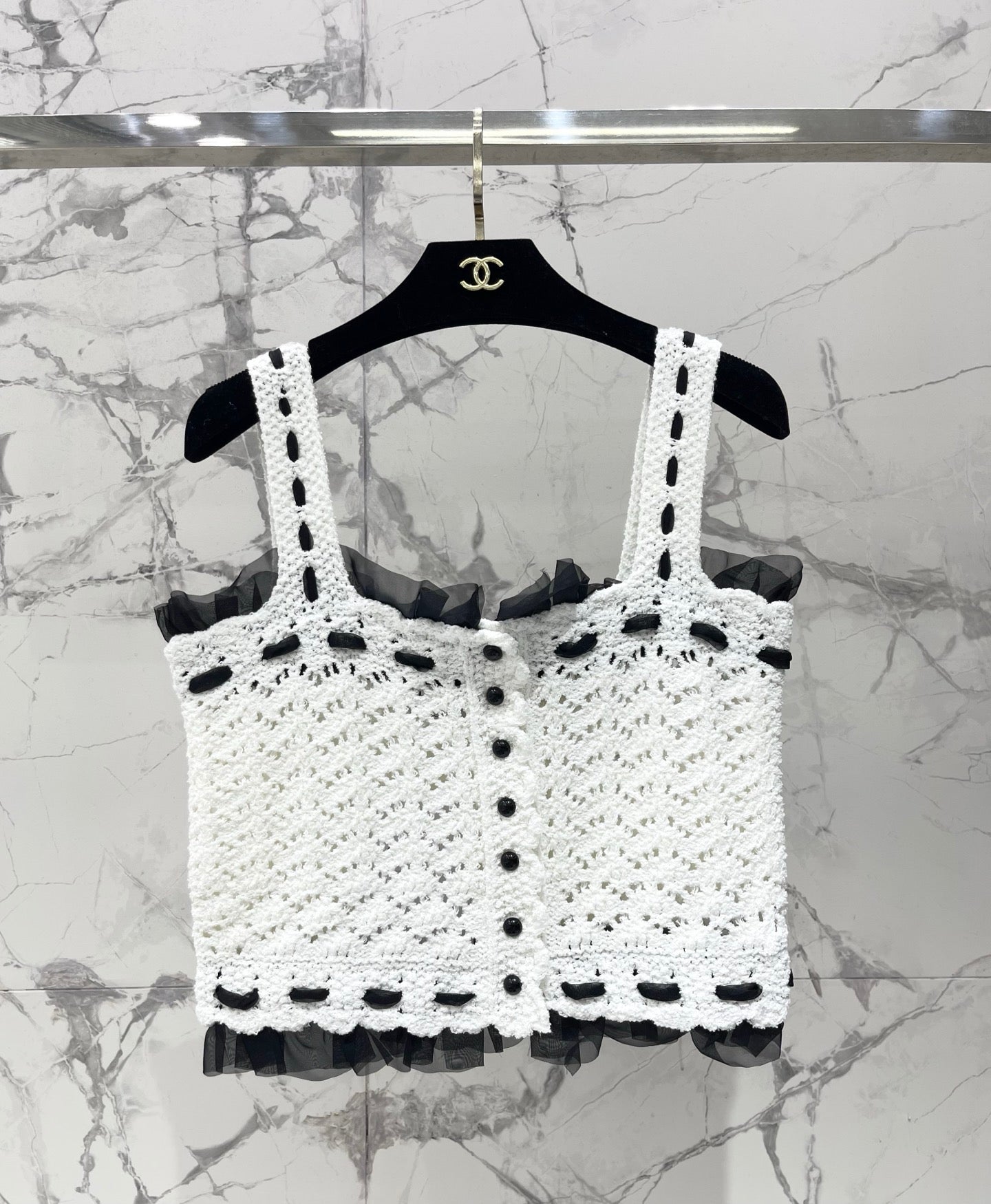 26FW New Lace Hollow-Out Knitted Camisole