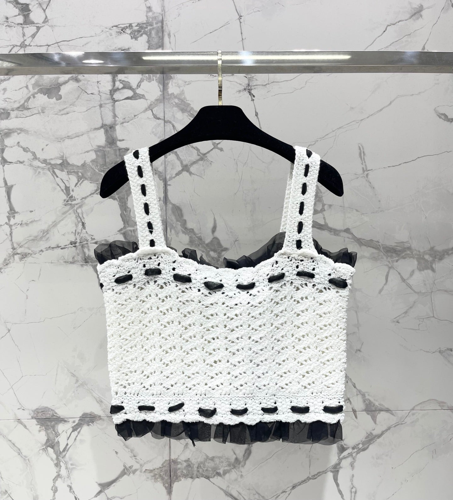 26FW New Lace Hollow-Out Knitted Camisole