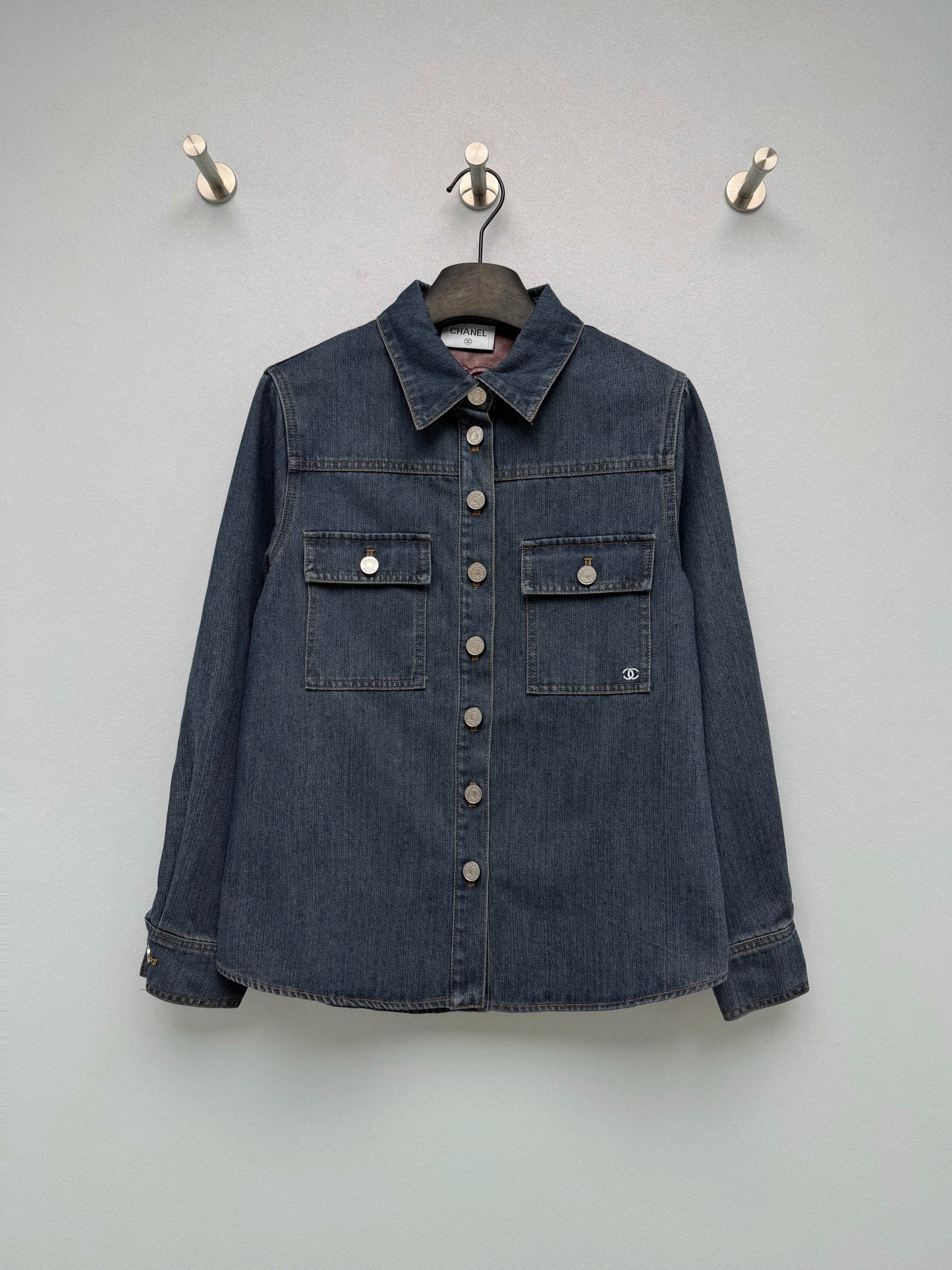 26FW New Burgundy Leather Collar Denim Jacket