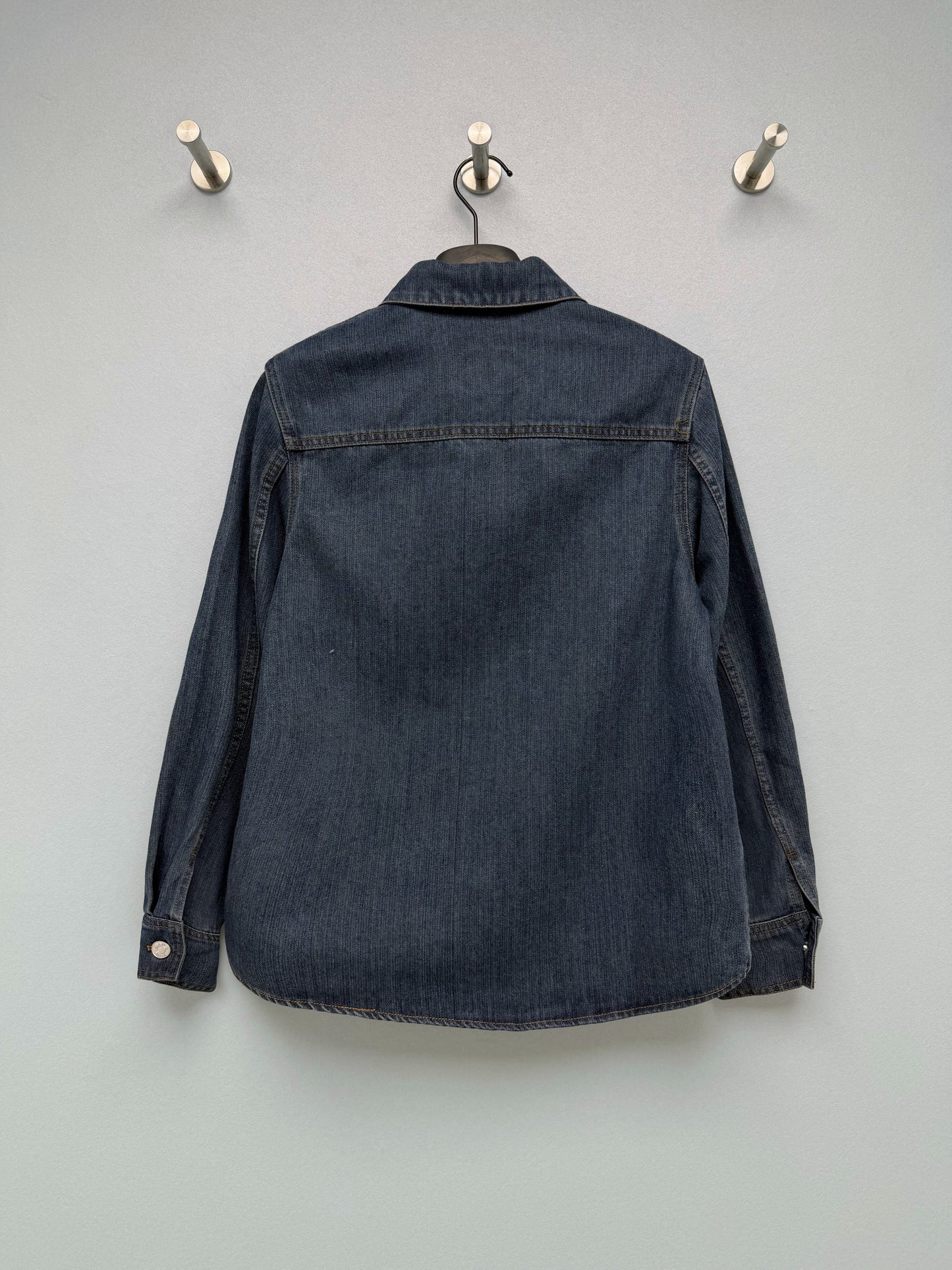 26FW New Burgundy Leather Collar Denim Jacket