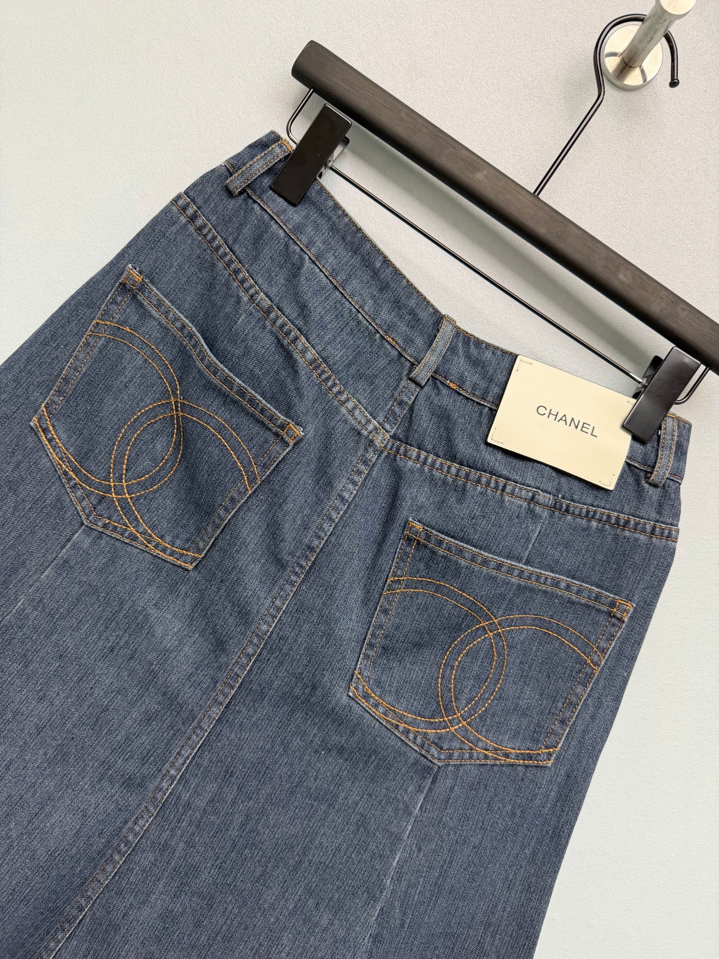 26FW New High-Waisted Denim Fishtail Midi Skirt