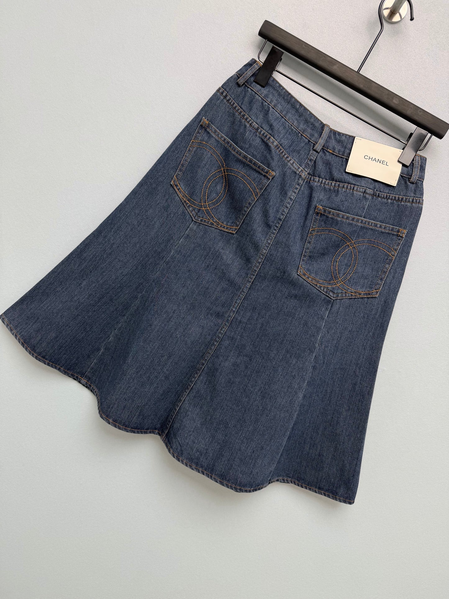 26FW New High-Waisted Denim Fishtail Midi Skirt