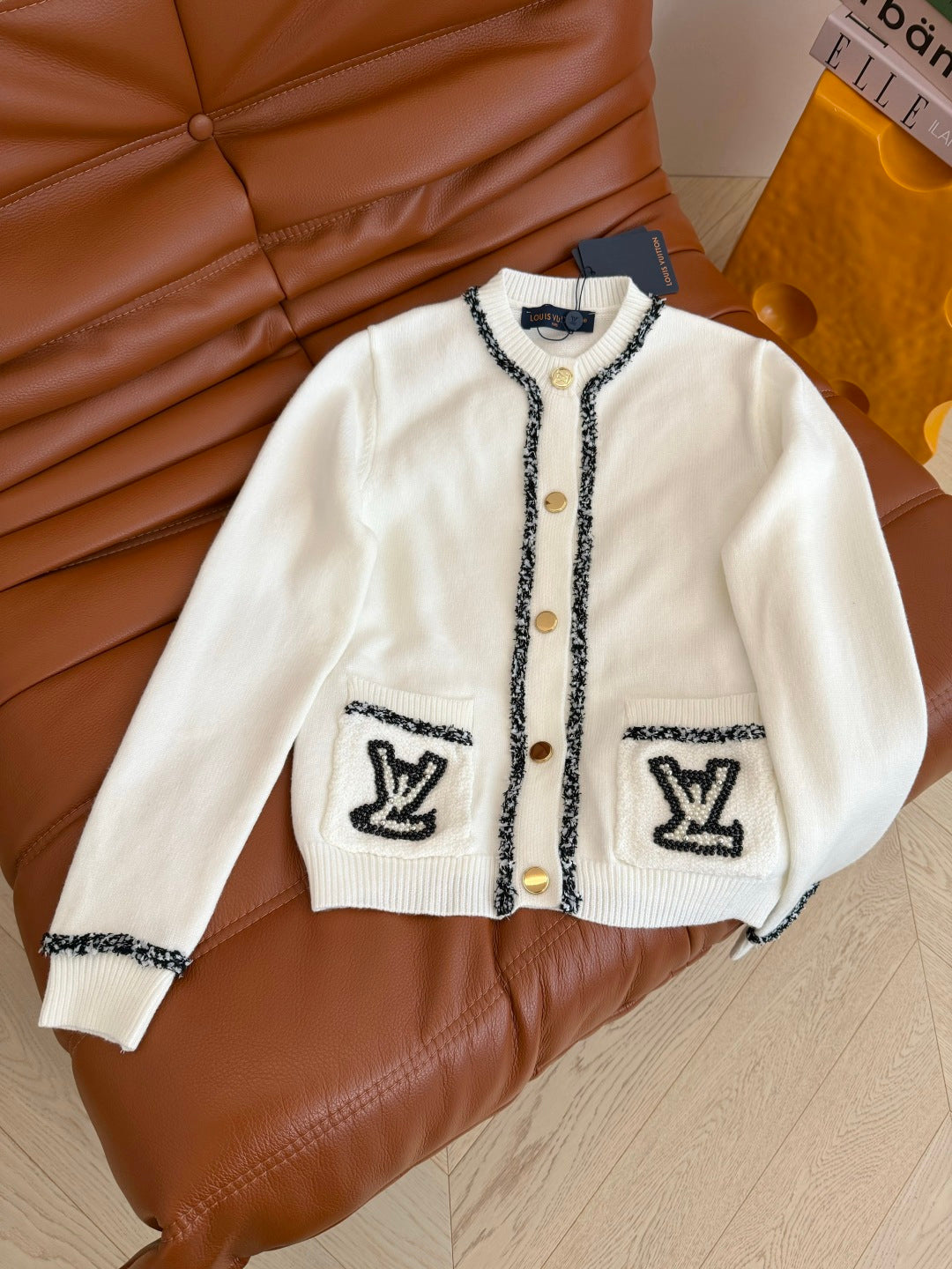 26fw New Style 3D Beaded Logo Decorated Cardigan