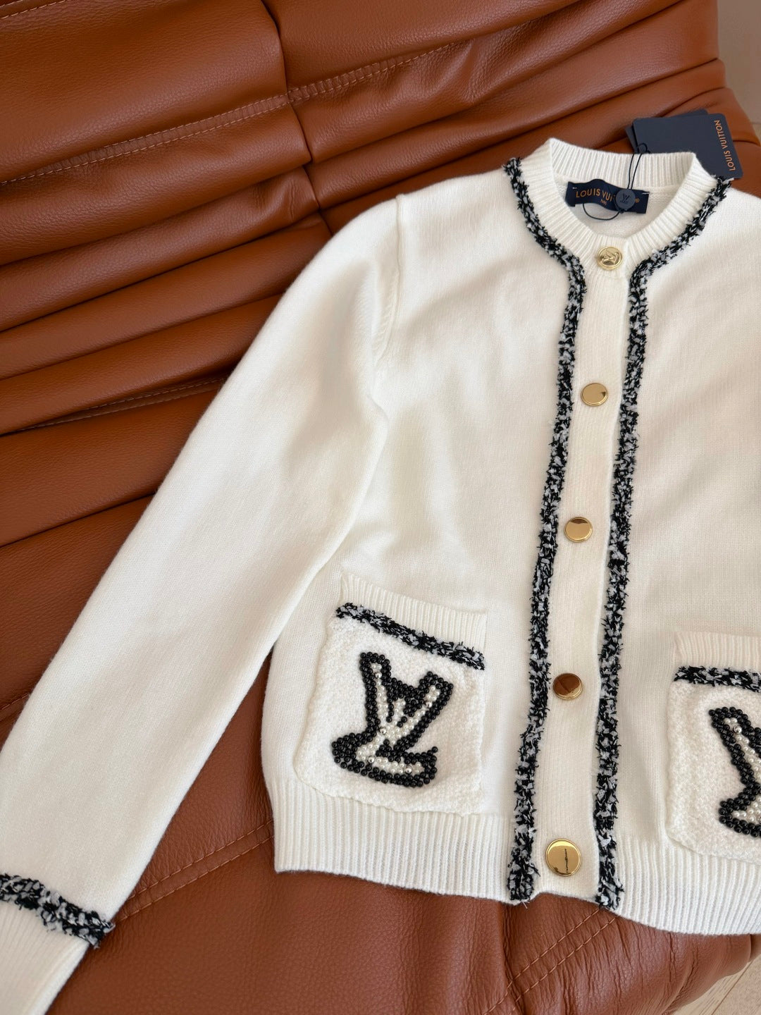 26fw New Style 3D Beaded Logo Decorated Cardigan