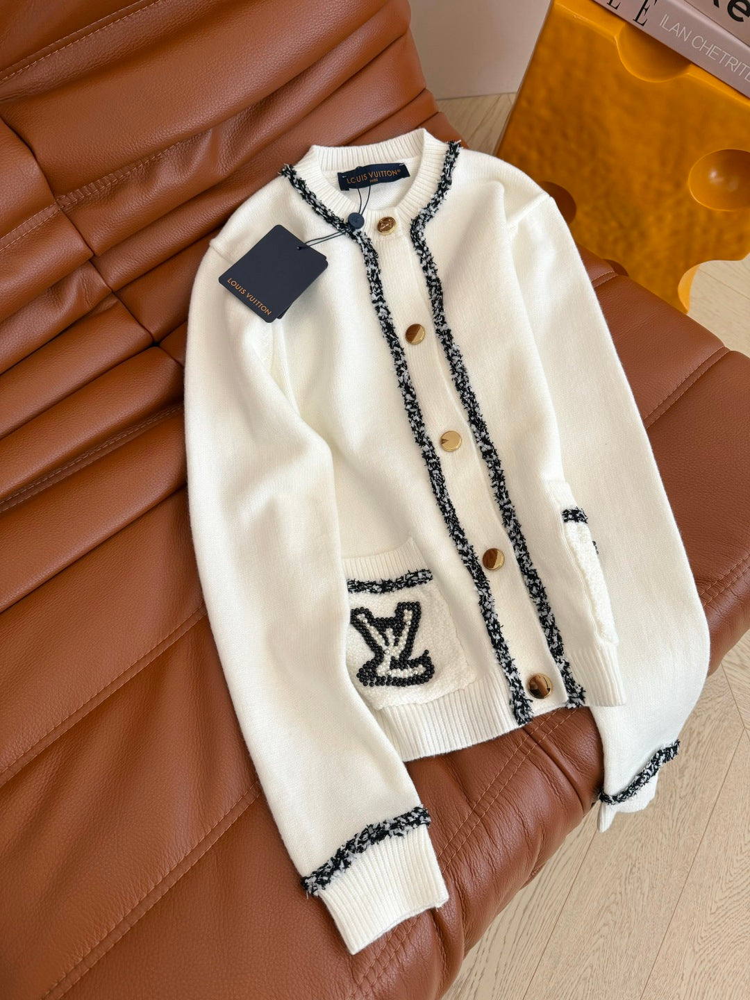26fw New Style 3D Beaded Logo Decorated Cardigan