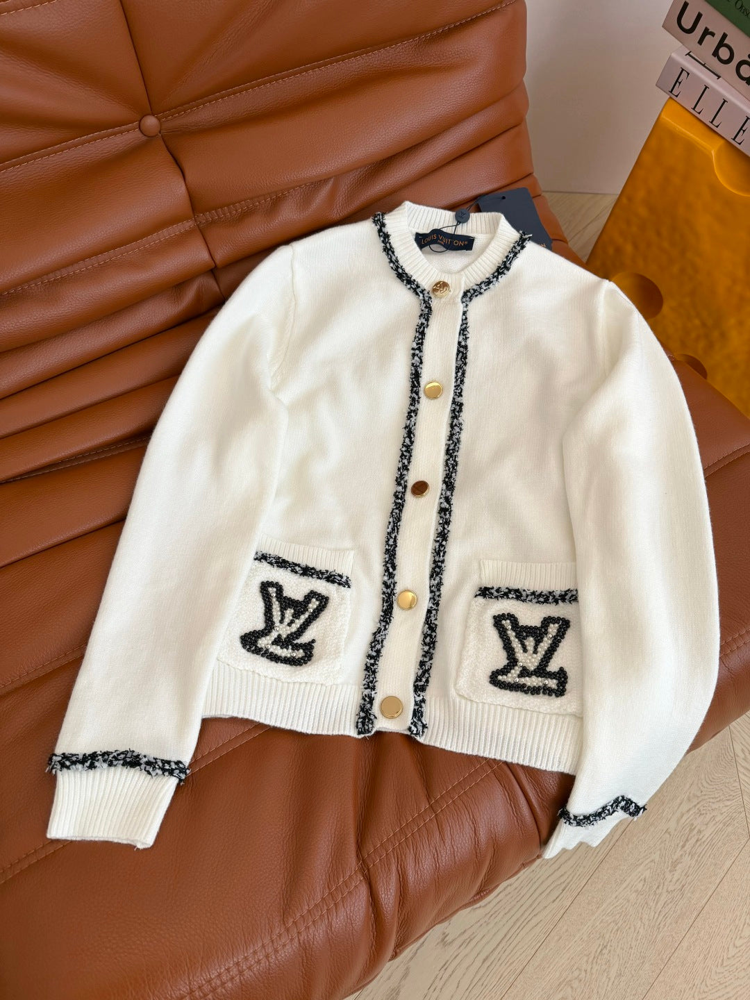 26fw New Style 3D Beaded Logo Decorated Cardigan