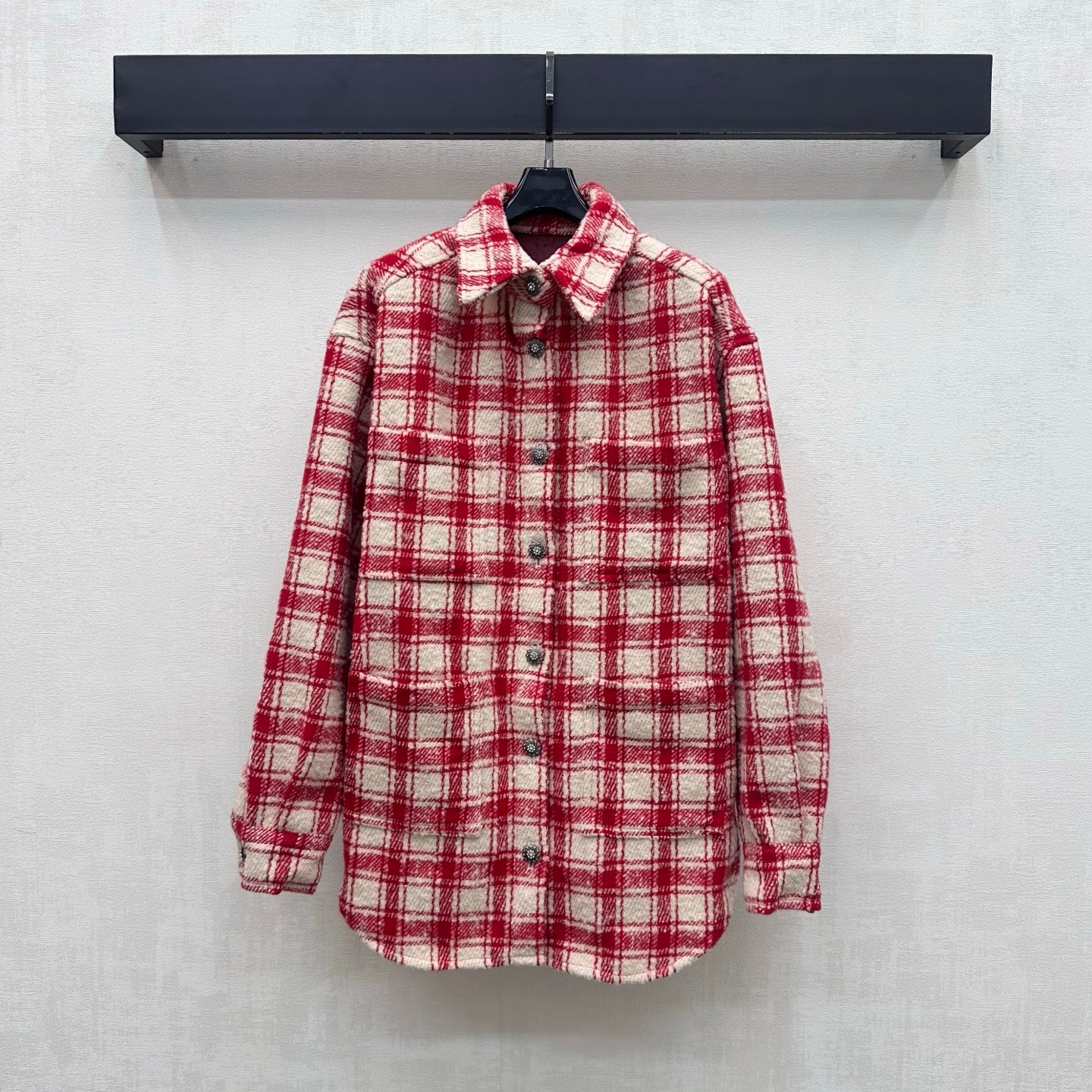 26FW New Red and White Checkered Shirt Jacket