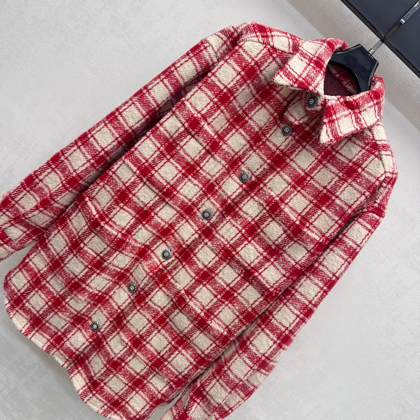 26FW New Red and White Checkered Shirt Jacket