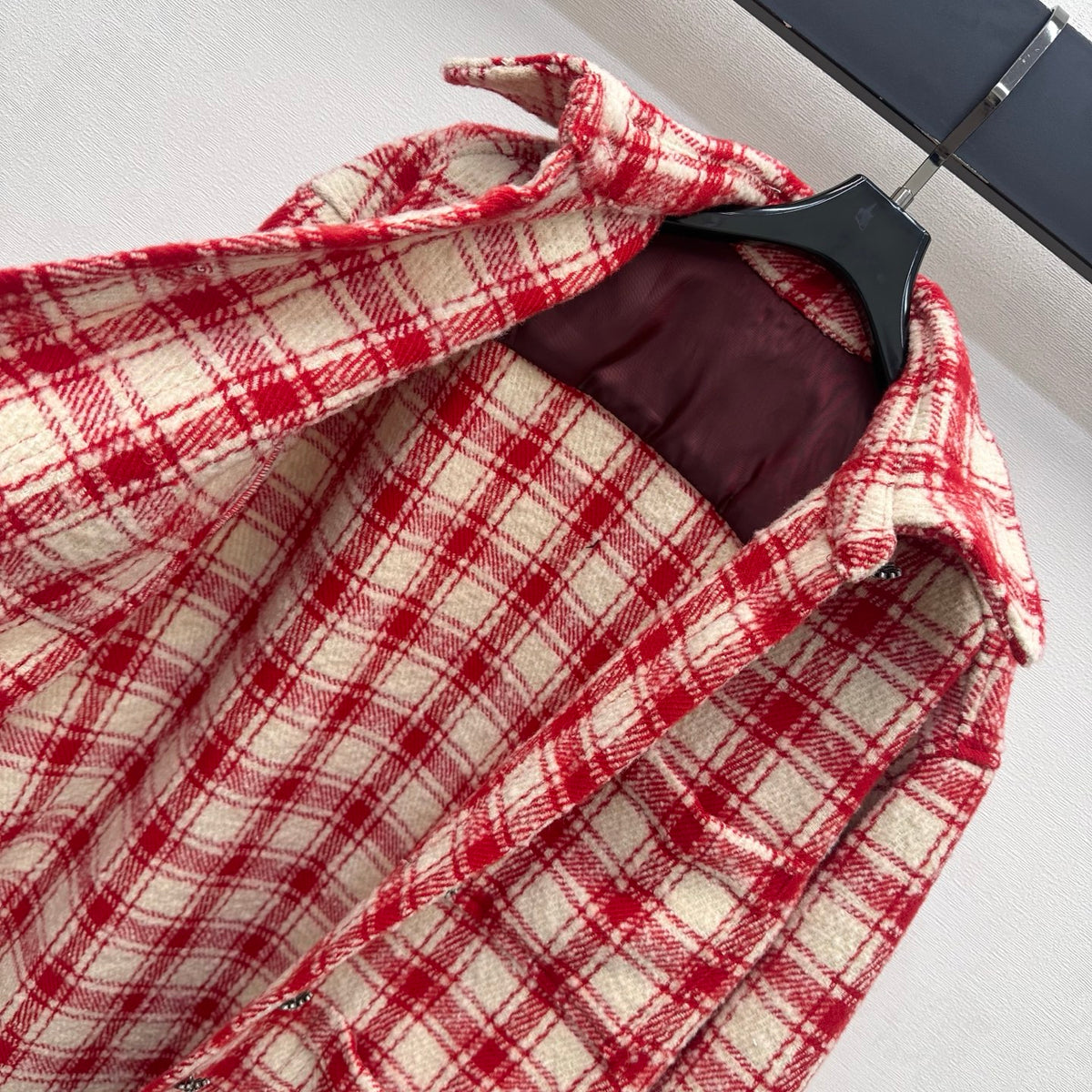 26FW New Red and White Checkered Shirt Jacket