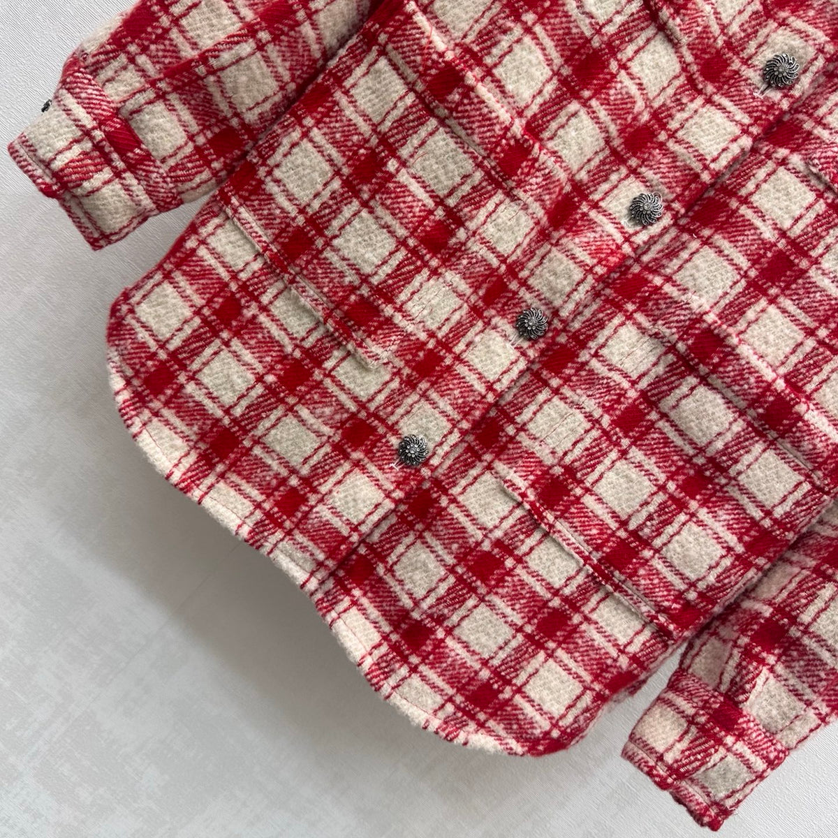 26FW New Red and White Checkered Shirt Jacket