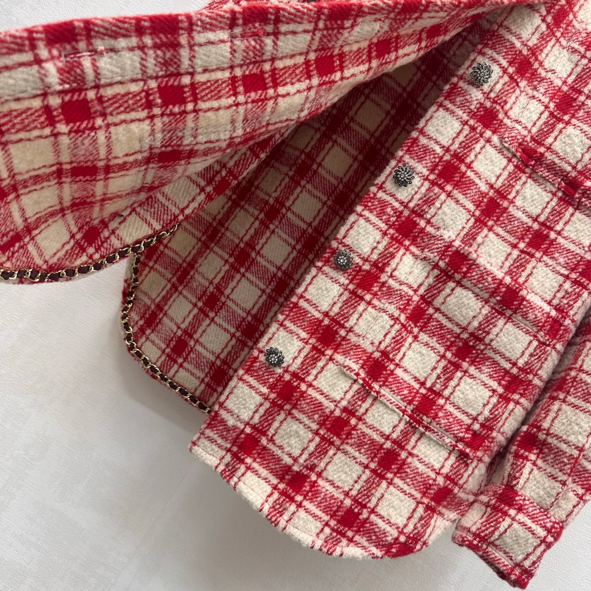 26FW New Red and White Checkered Shirt Jacket