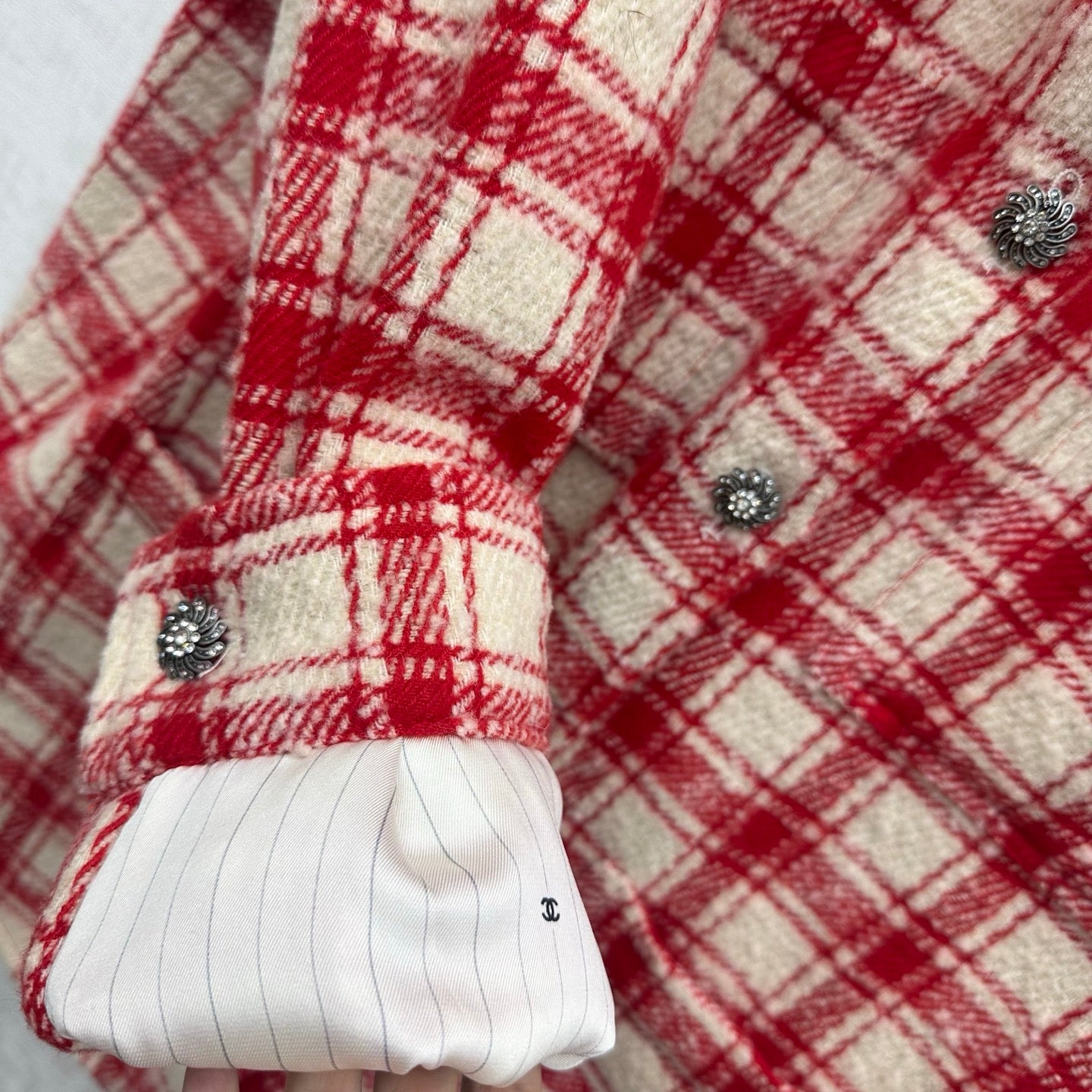 26FW New Red and White Checkered Shirt Jacket