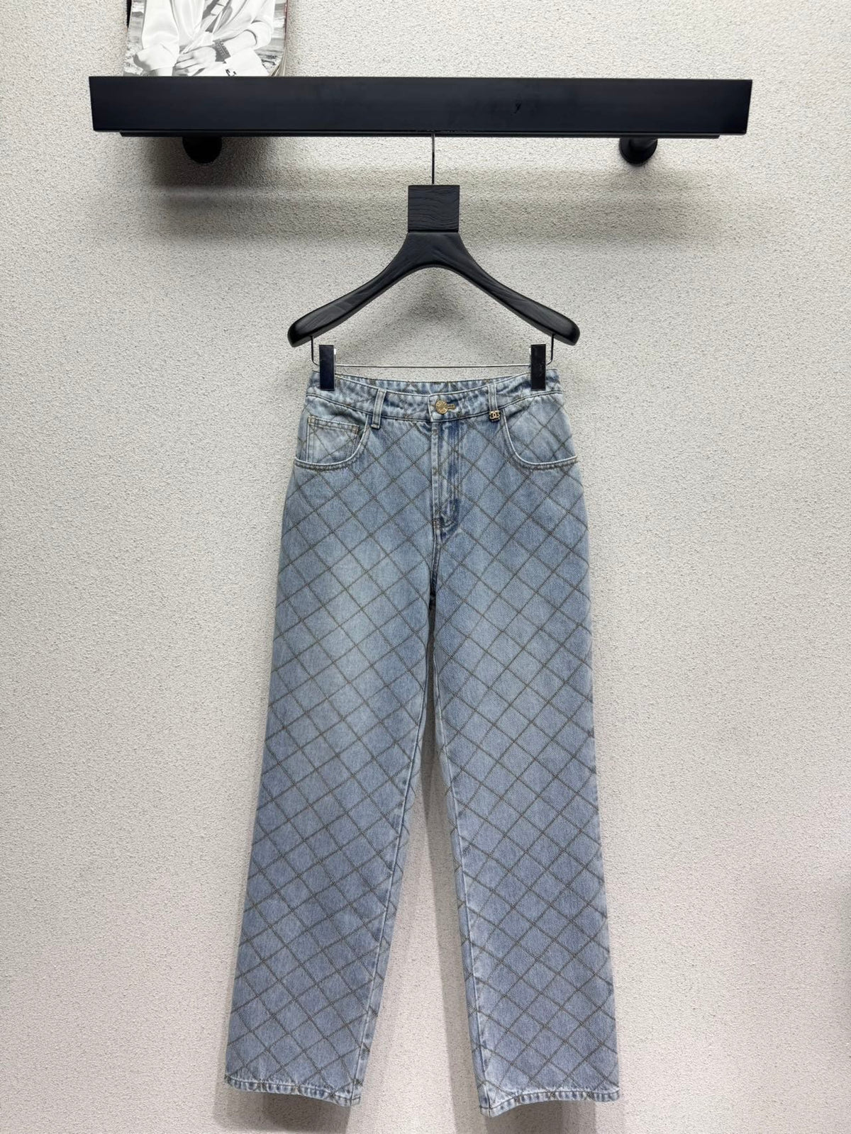26FW New Arrival Diamond Pattern Denim Pants