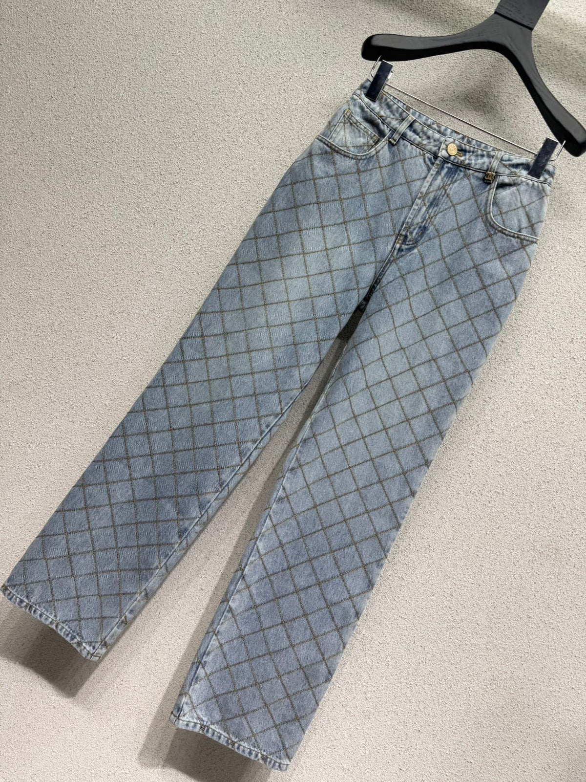 26FW New Arrival Diamond Pattern Denim Pants